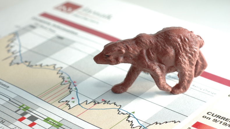 close up of a bear on a stock chart