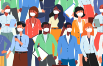 Employees with Masks Illustration
