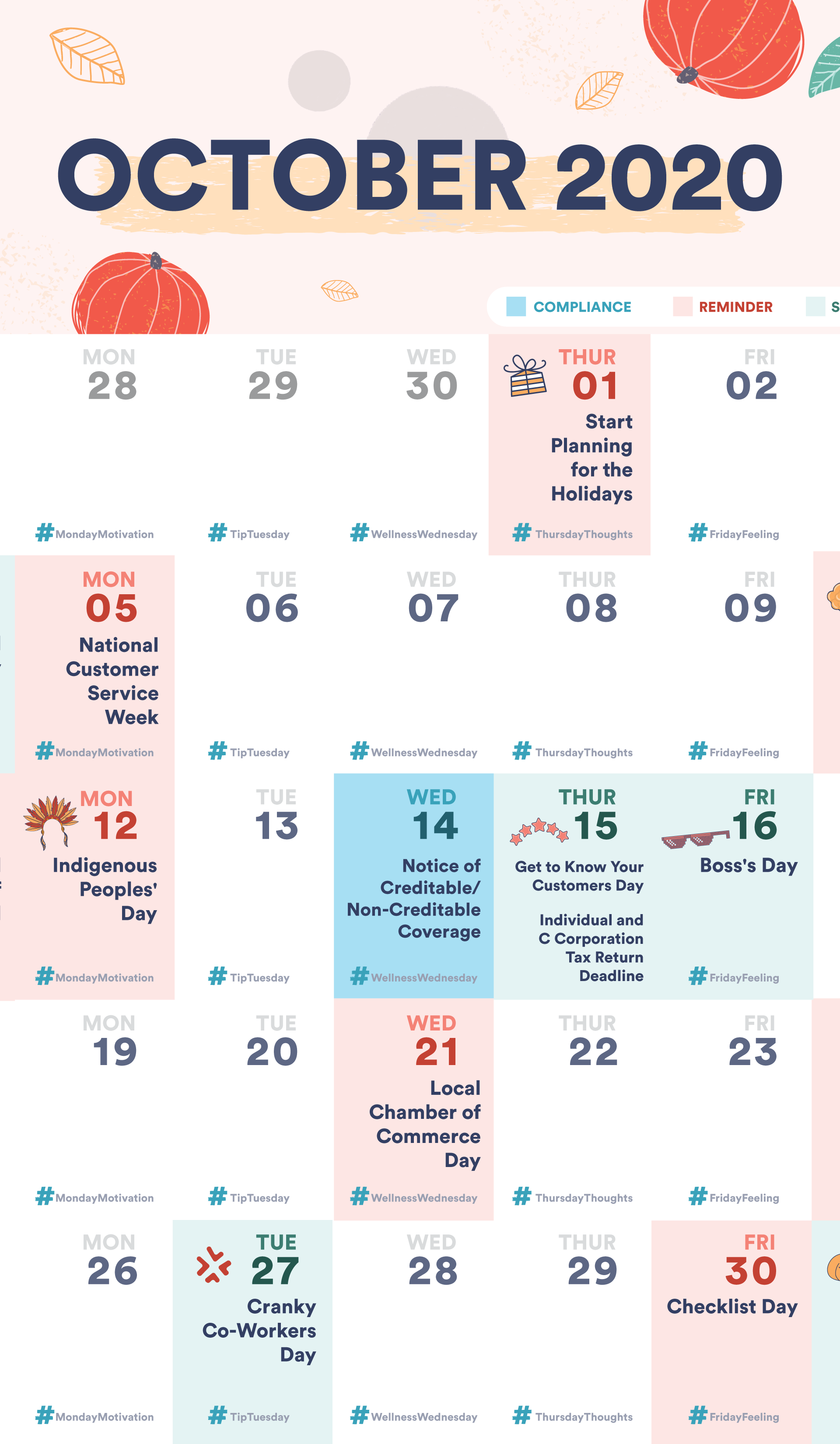 October 2020 Small Business Calendar