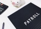 payroll with calculator and piggy bank