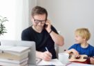 parent working from home with child