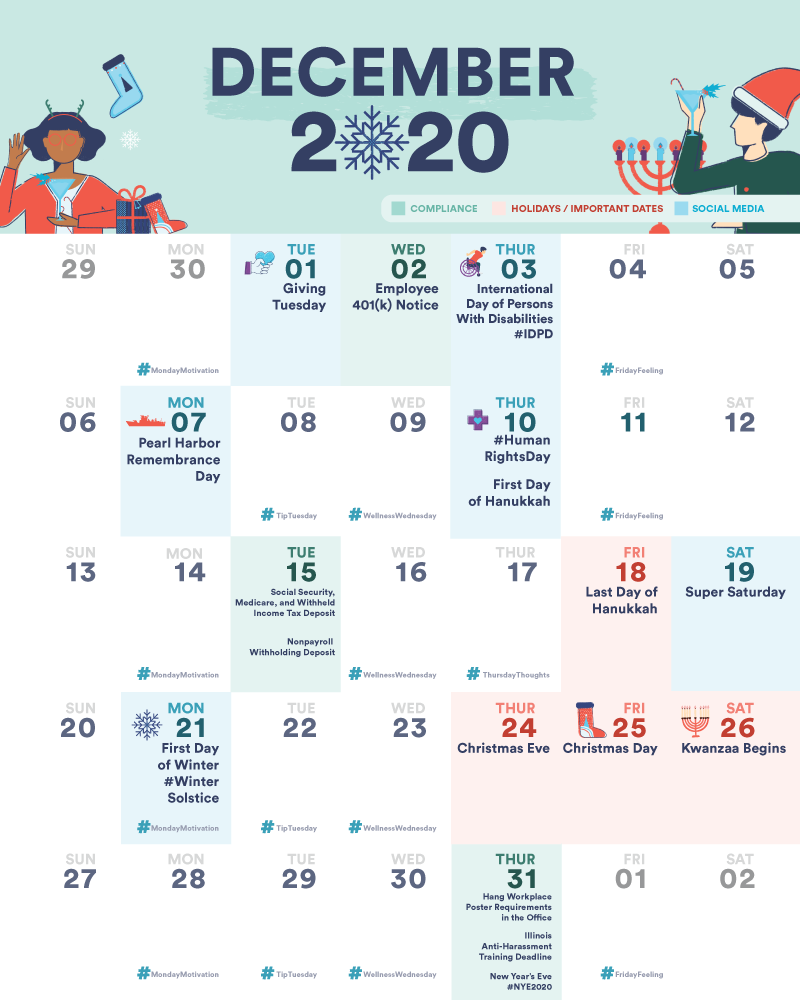 december small business and hr calendar