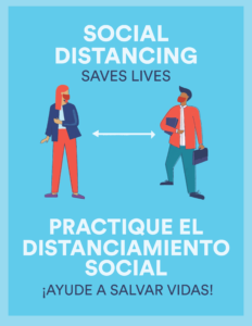 social distancing in spanish sign