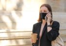 woman going to work wearing face mask