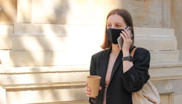 woman going to work wearing face mask