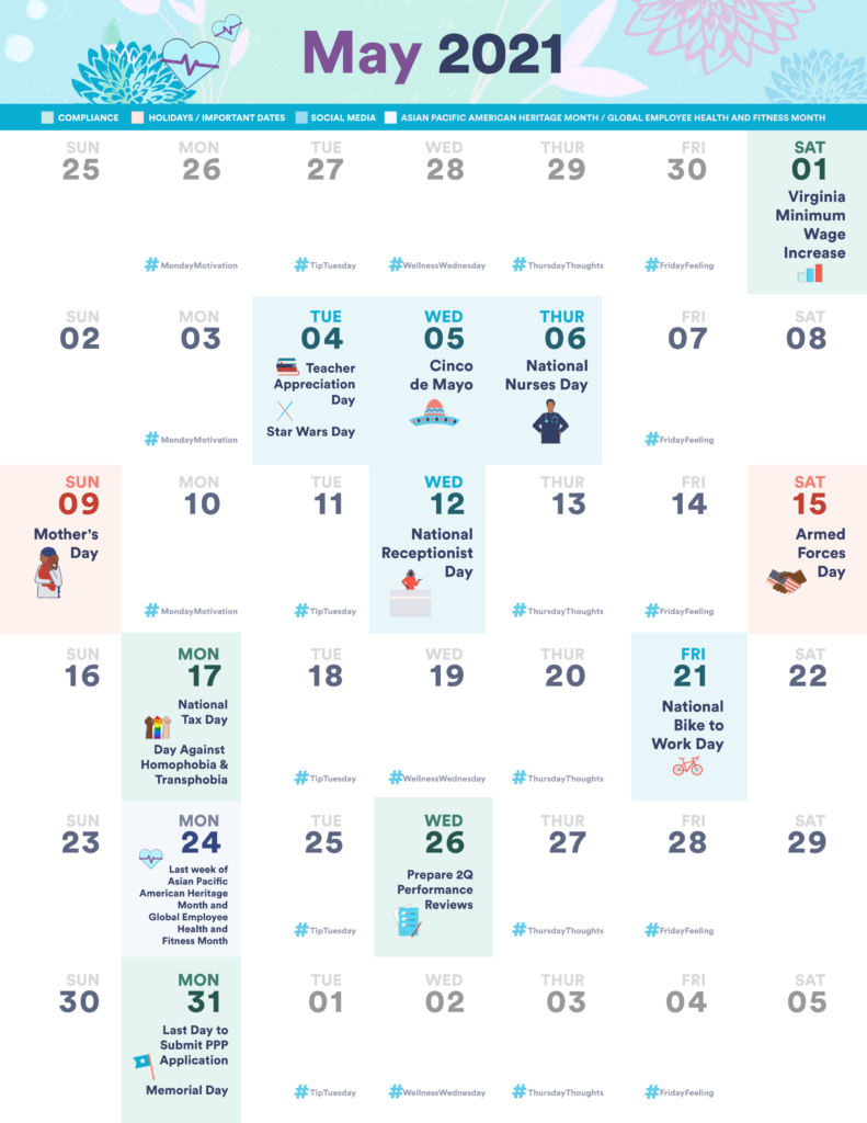 Social Media and SMB Calendar for May