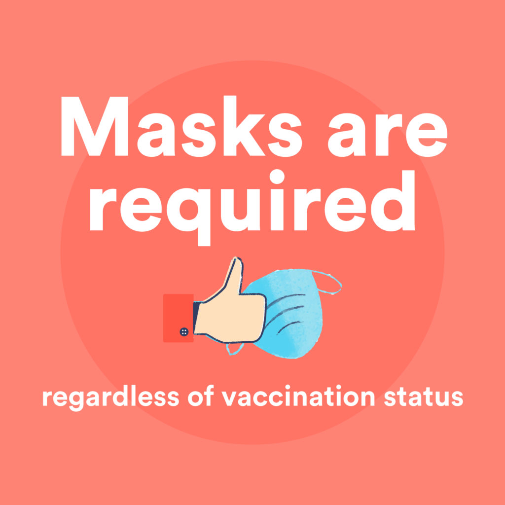 Masks are required, regardless of vaccination status poster